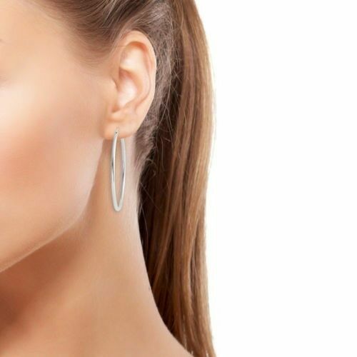 Sterling Silver 925 Stamped Italian Made 1 Inch Hoop Earrings French Hook Hoops