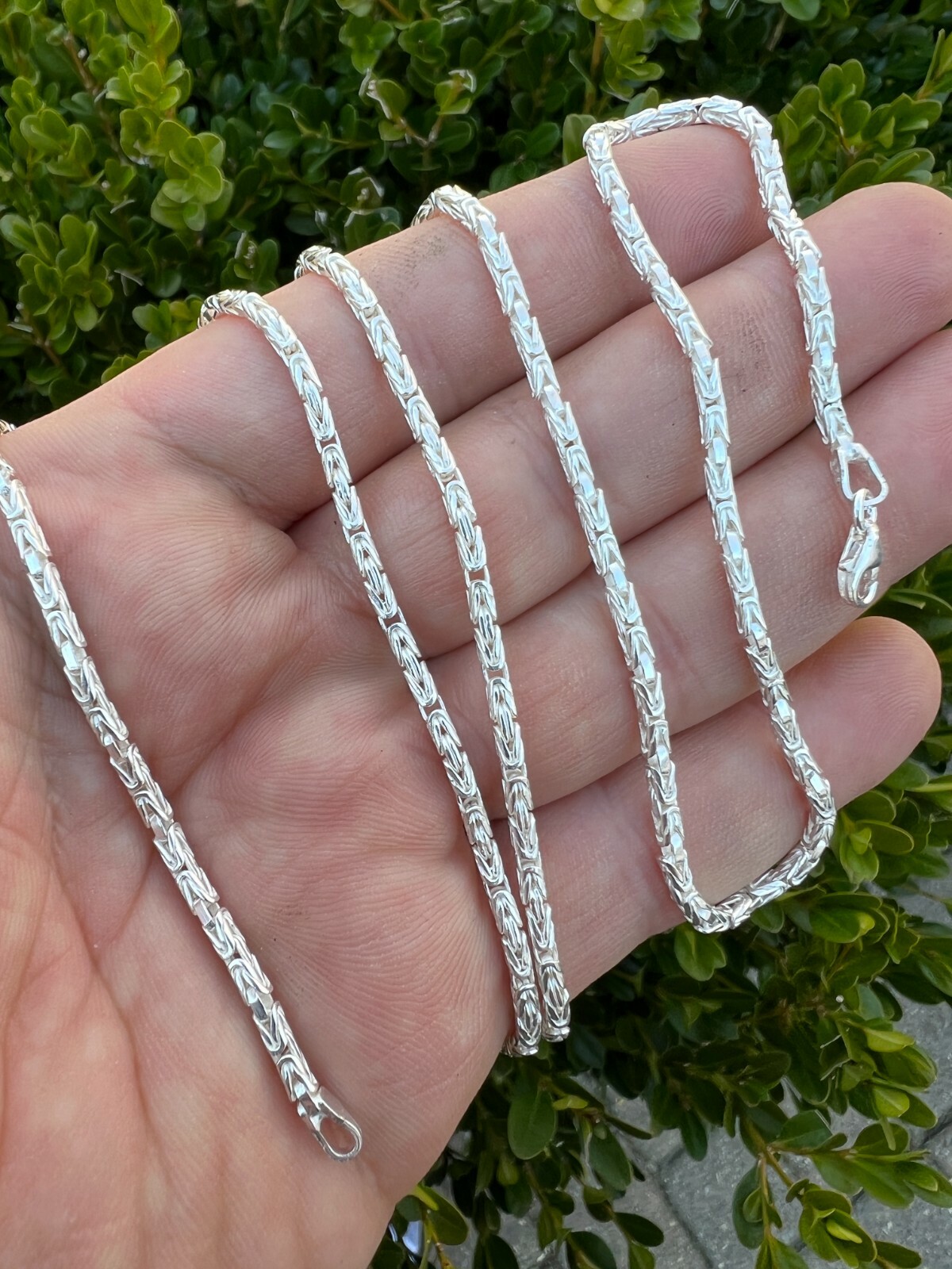 Real Solid 925 Sterling Silver Byzantine Rope Chain Necklace 2mm 16-30″ Length