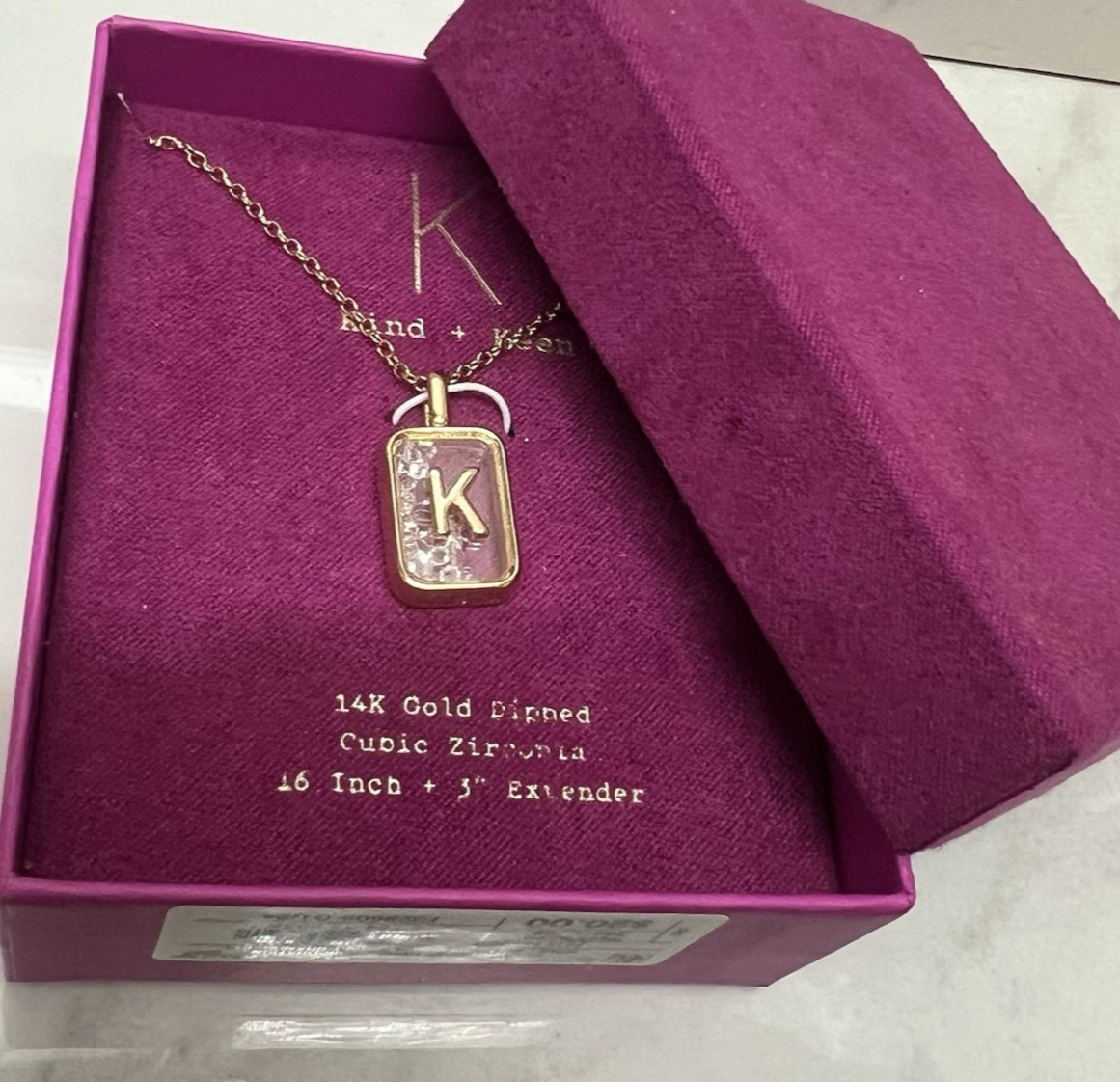 NWT 14k Gold Dip Cubic Zirconia Pierced Initial “K” Shaker Necklace – a New Day