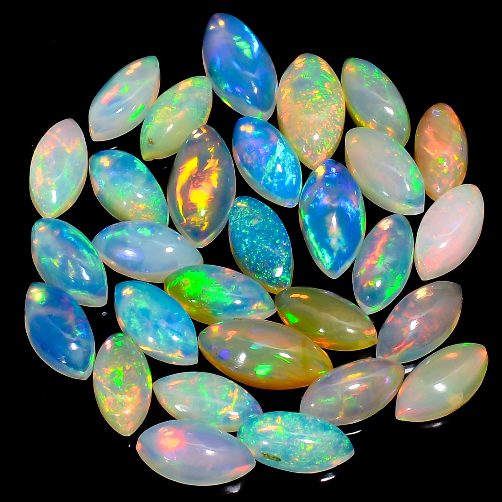 Natural Fire Ethiopian Opal Marquise Cabochon Gemstone 5 Ct. Lot 12X6mm UGO-16