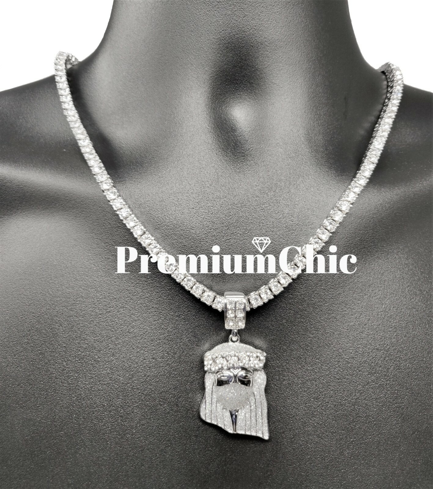 ICED Jesus Pendant & Tennis Choker Chain Gold Plated Hip Hop CZ Necklace Jewelry