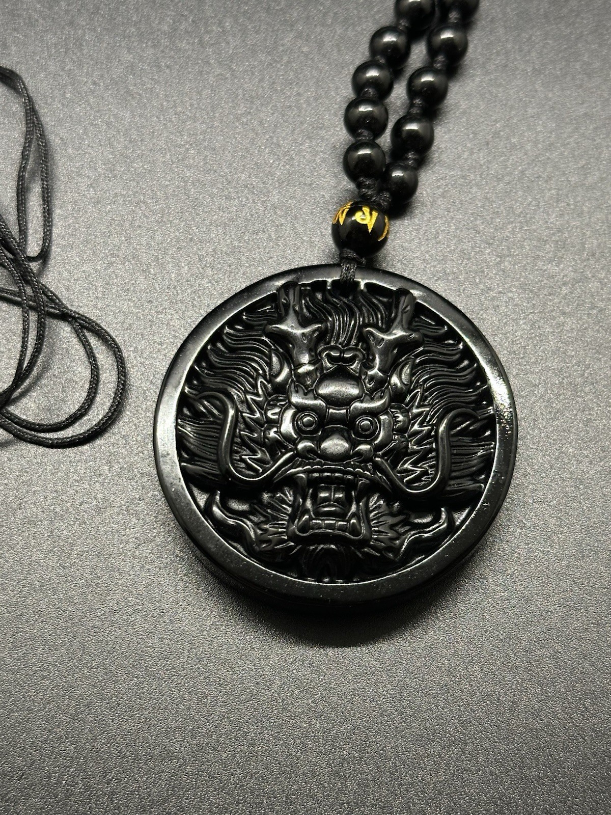 Obsidian Hand Carved Dragon Lucky Amulet Pendant Necklace🇺🇸USA FAST Shipping!