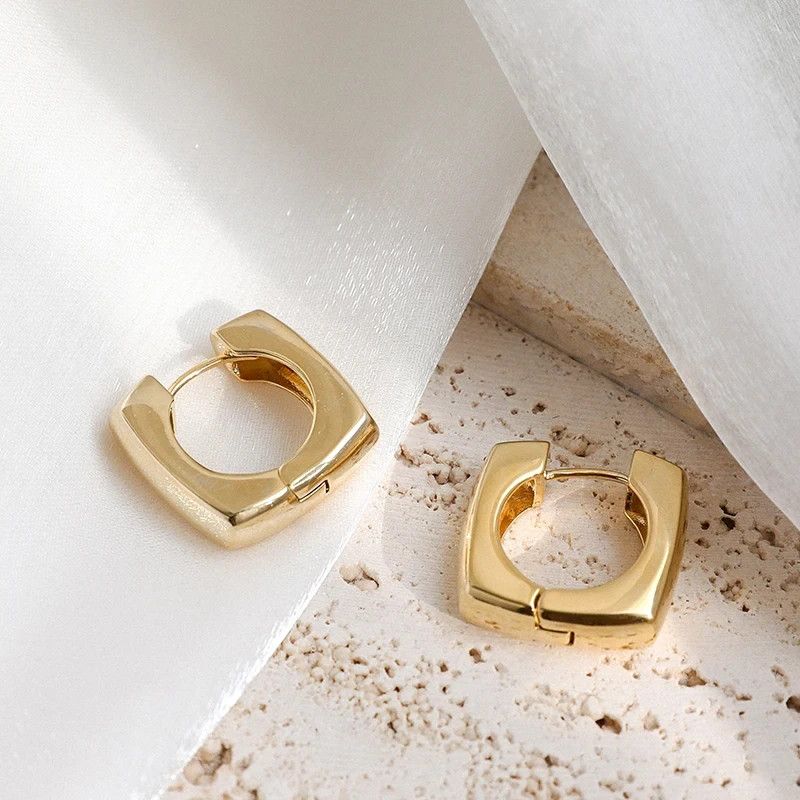 925 Sterling Silver Square Huggie Hoop Earrings Minimalist Small Women Jewellery