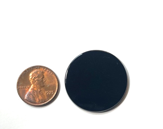TWO (2) PIECES OF GENUINE BLACK ONYX ROUND FLAT COIN SHAPE 30 MM BELOW WHOLESALE