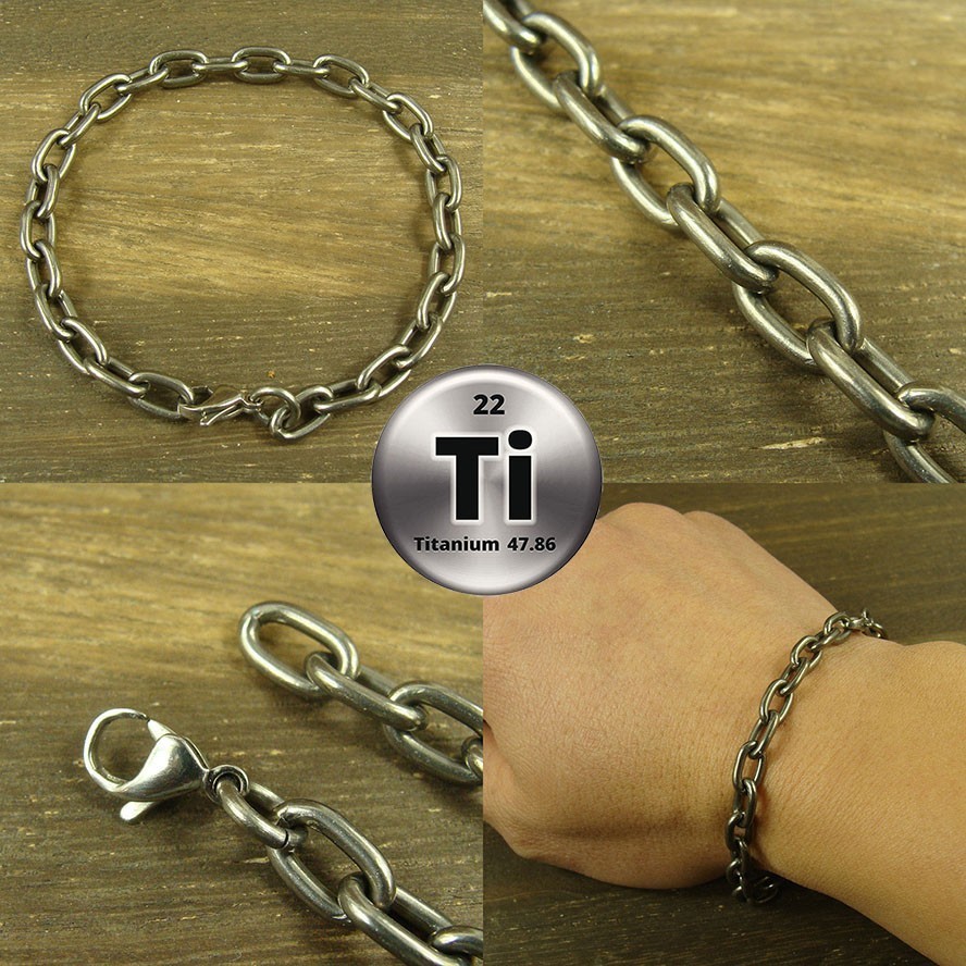 Titanium 6.8mm thick anti-allergy Bracelet Hand Anchor Chain snap hook XH893