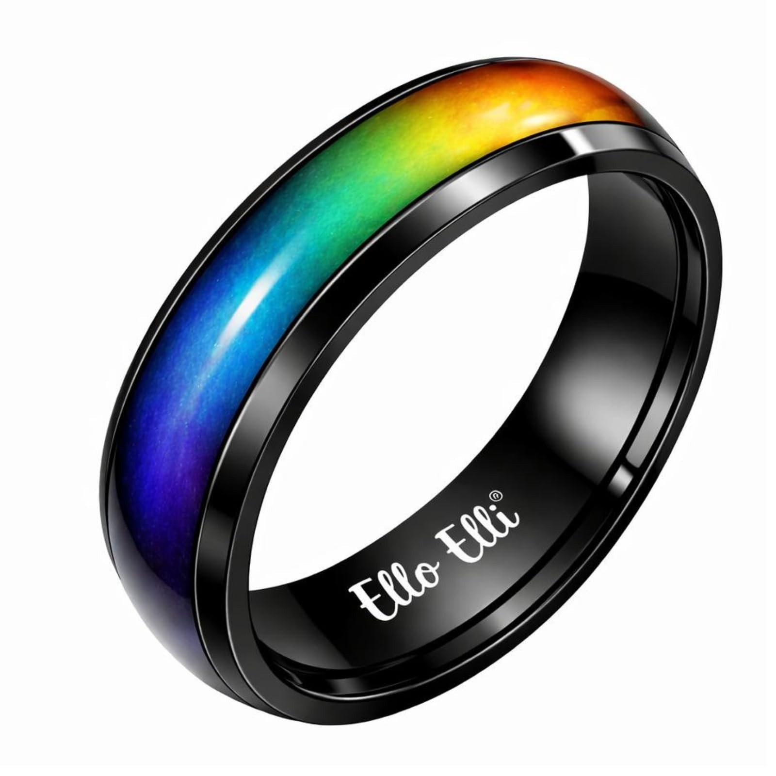 Mood Ring Color Changing 6mm Stainless Steel Comfort Fit Band for Men & Women