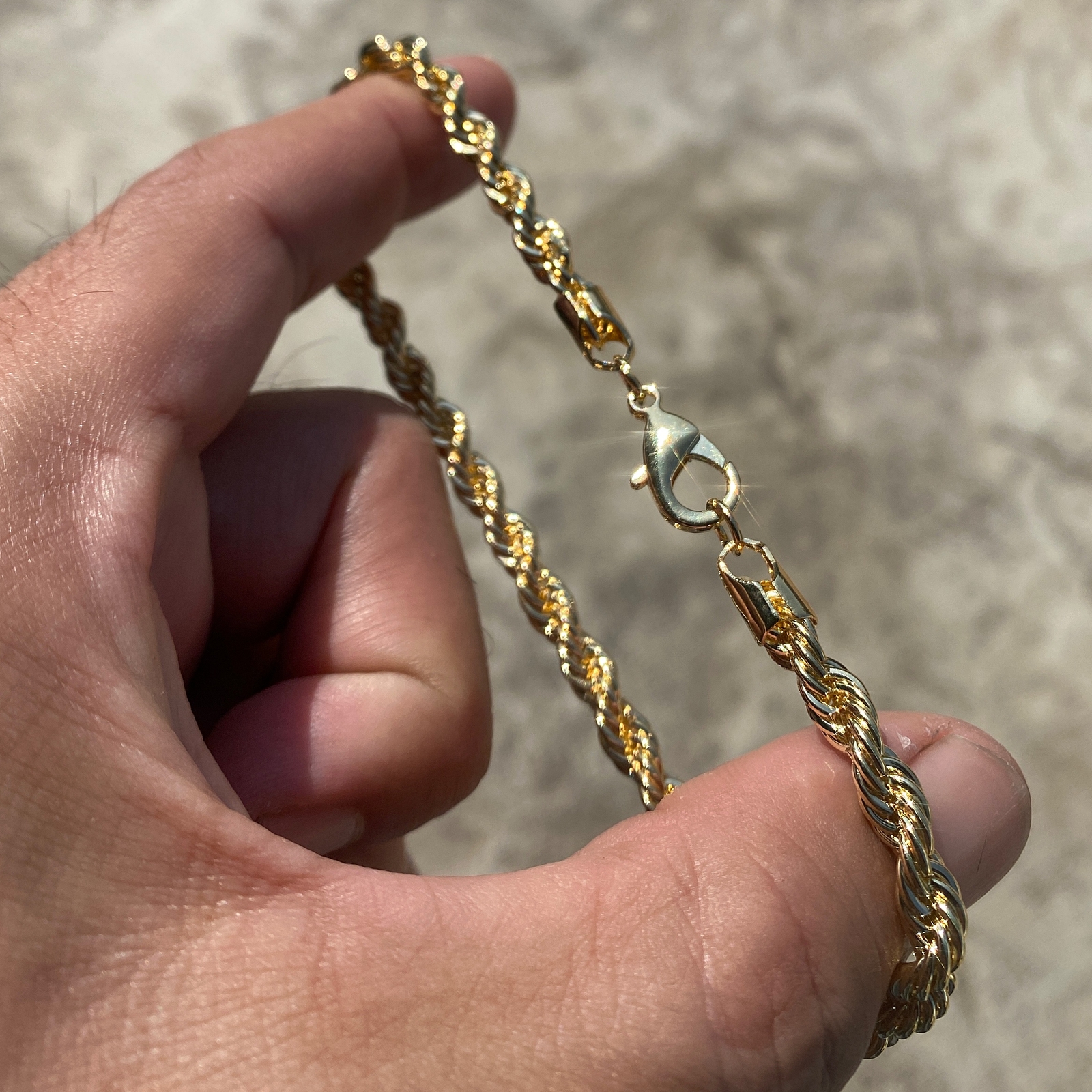 14K Gold Plated Rope Chain Hip Hop Bracelet Twisted Braided 3-8mm Thick 8″-9″ In