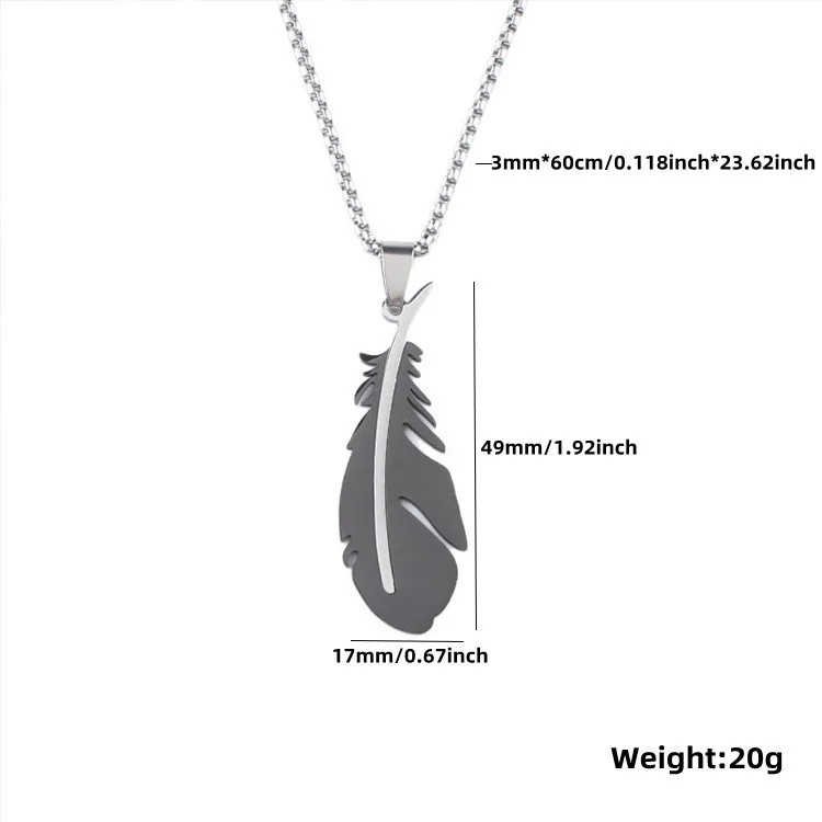 Men Women Necklaces Hip-hop Versatile Stainless Steel Feather Pendants Personali