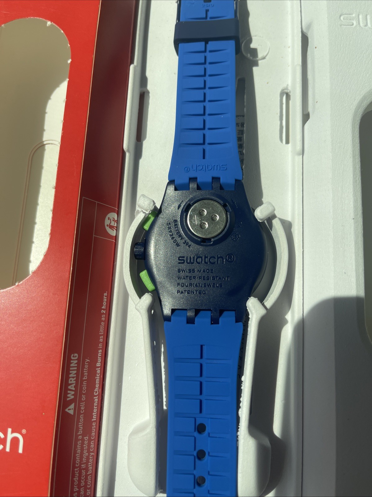 Limited Swiss Swatch BLEU SUR BLEU Silicone Chrono Men Date Watch 42mm SUSN409