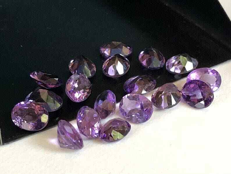 4x6mm African Amethyst Oval Cut Stone Lot, Natural Pointed Back Oval Faceted