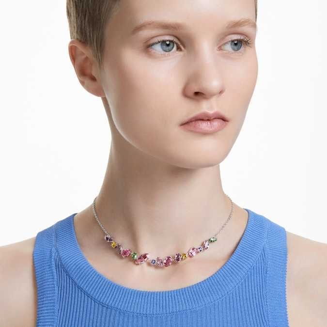 Swarovski Gema Necklace Mixed-cut, glittering and dazzling, rhodium-plated