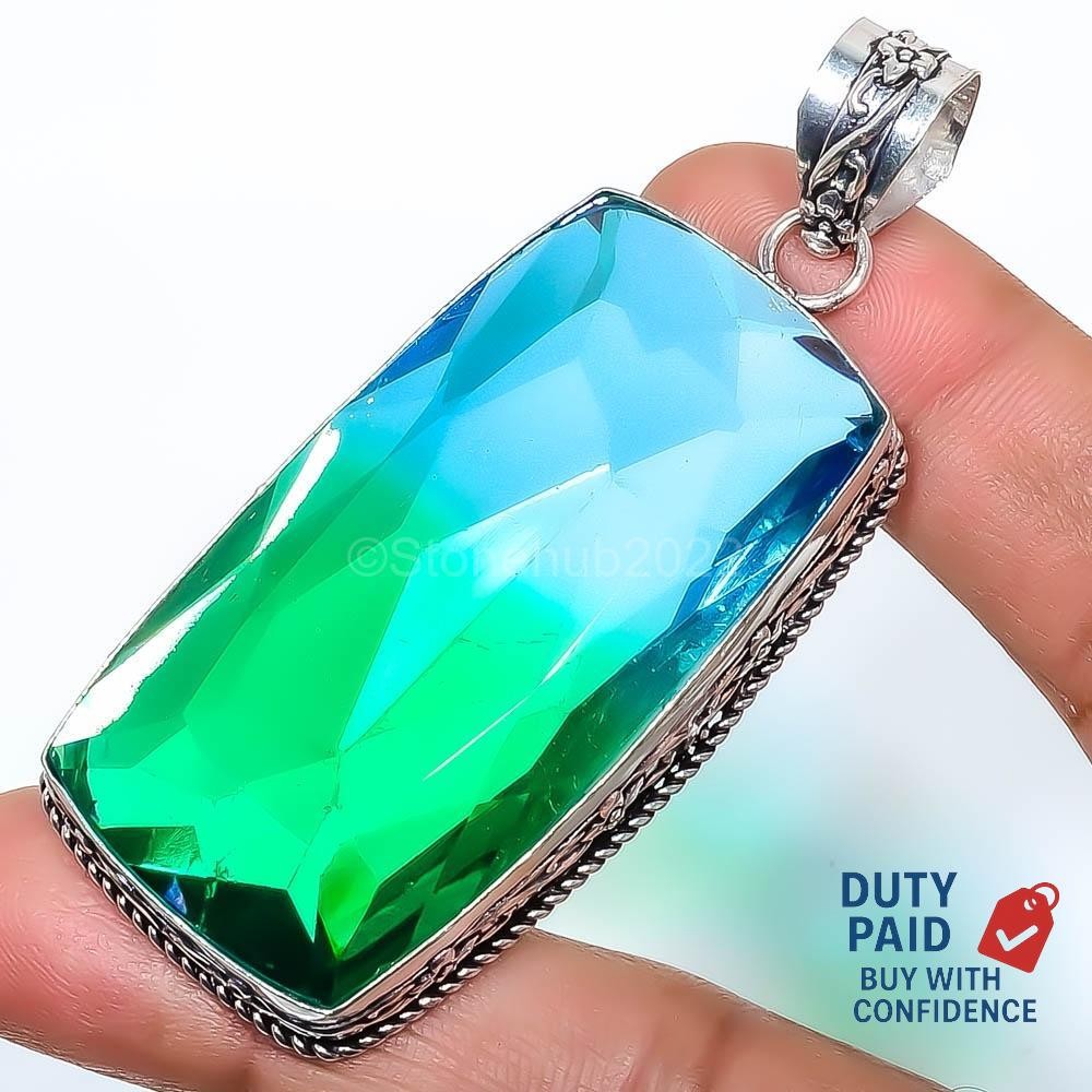 October Birth Tourmaline Channel Set Daughter Pendant Jewelry Sterling Silver
