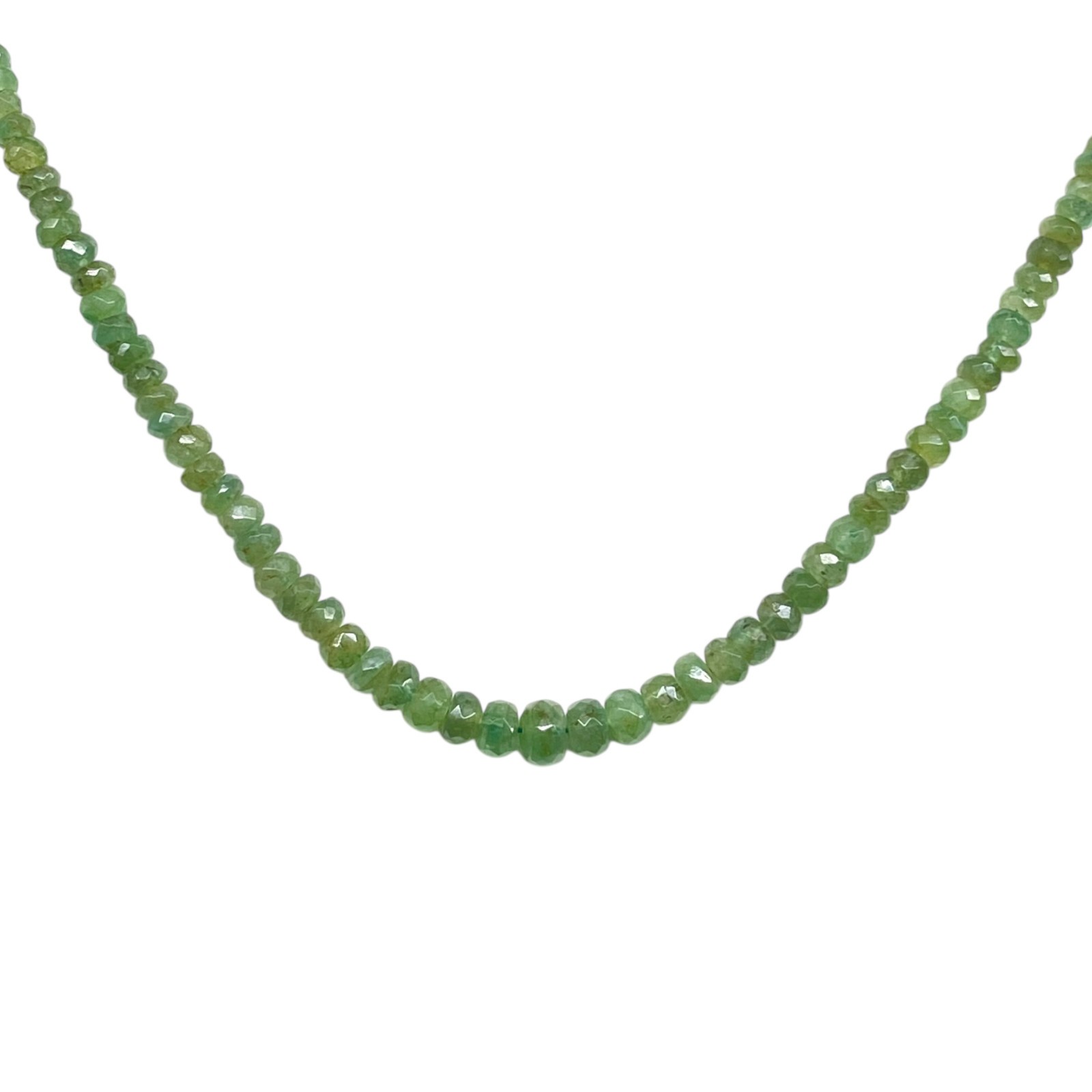 Single Strand Natural Zambian Emerald Necklace Faceted Beads 925 Clasp 18 Inch