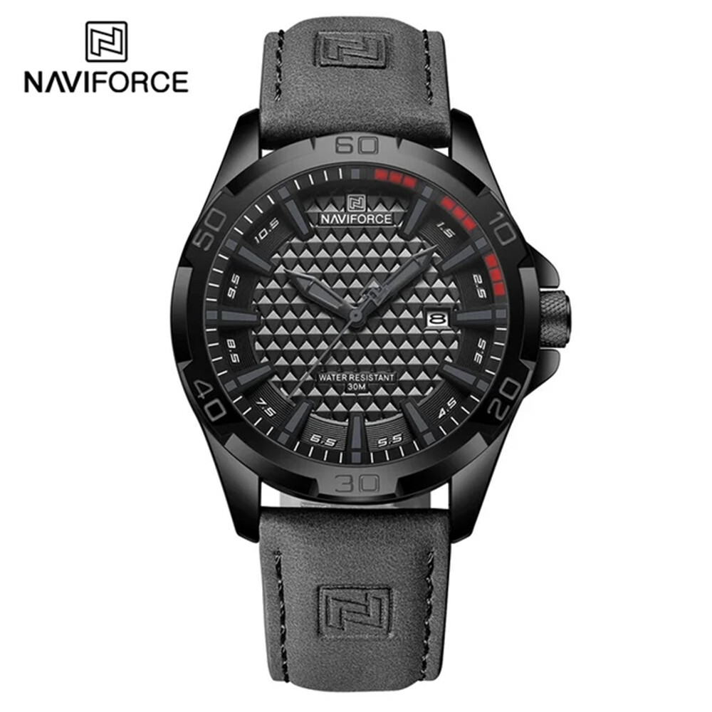 NAVIFORCE Men Quartz Watch Leather Watch Gifts Simple Dial Male Sport Wristwatch