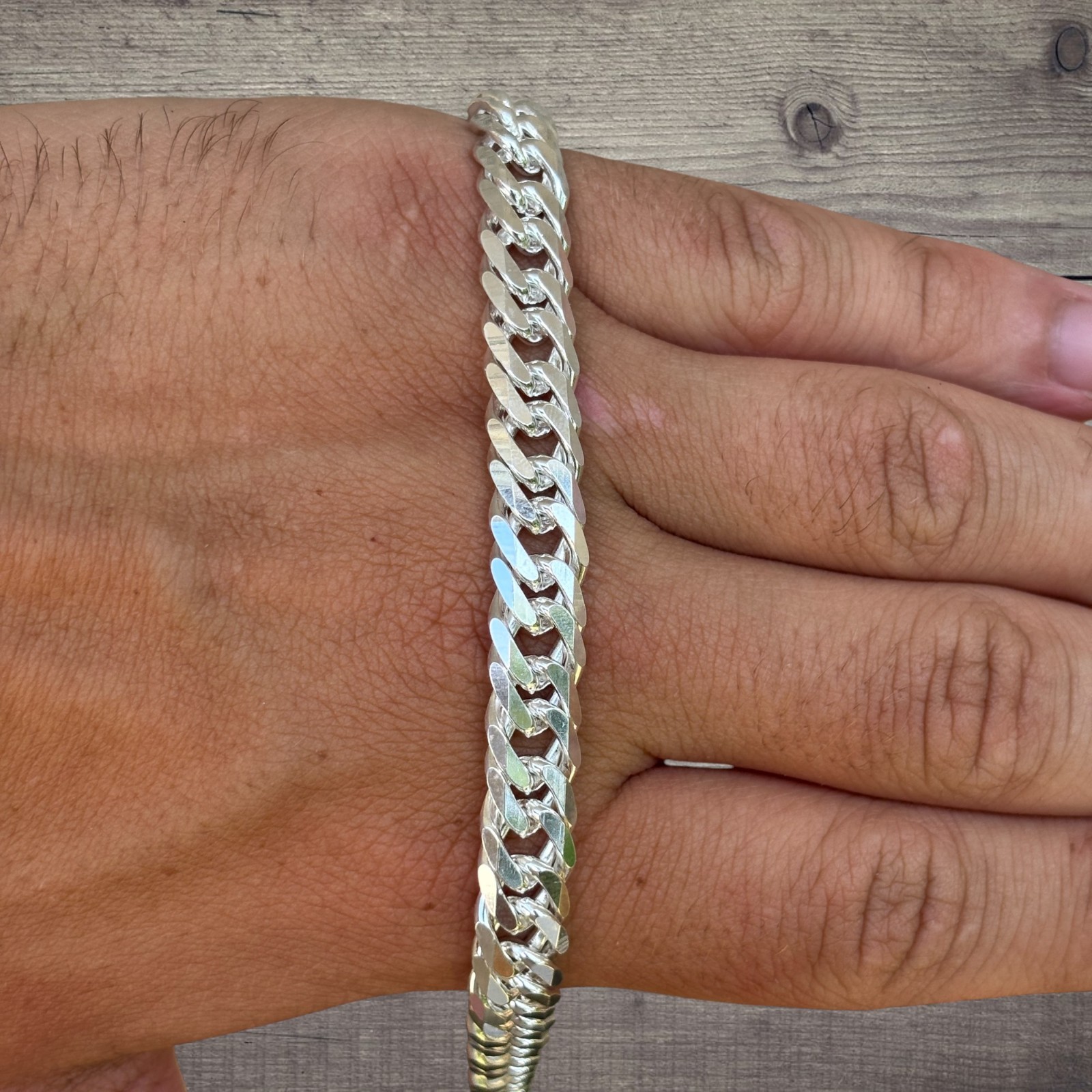 10mm Double Curb Link Chain Necklace – Solid 925 Sterling Silver MADE IN ITALY