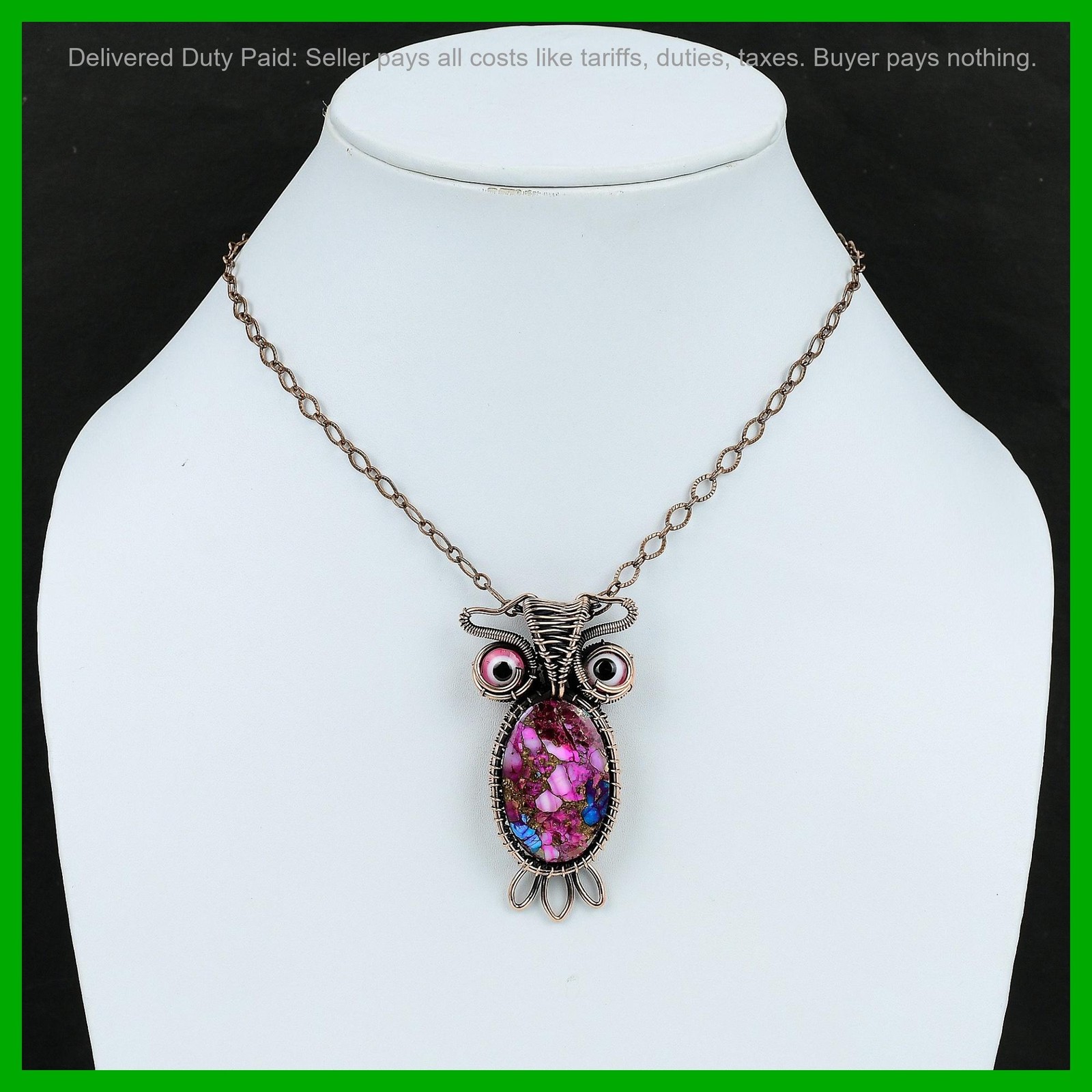 Copper Natural Kingman Pink Dahlia Turquoise Handcrafted Mother Pendant Jewelry