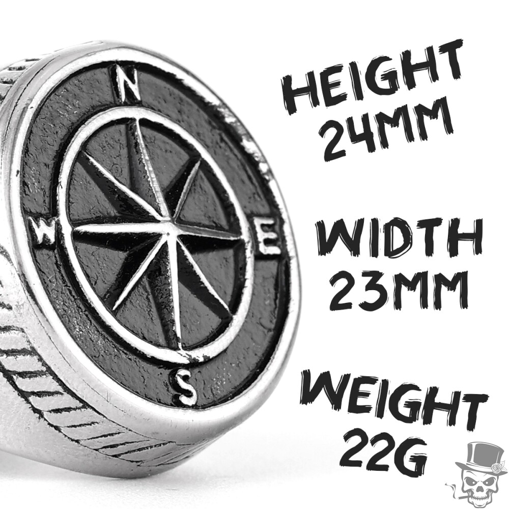 Sculpt Rings™ Navigator Compass Sailor Anchor Punk Ring in Stee l US-Size 8-13