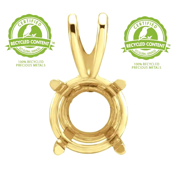 10K Yellow Gold Round Pre-Notched Pendant Setting Solitaire Mount 4mm-11mm