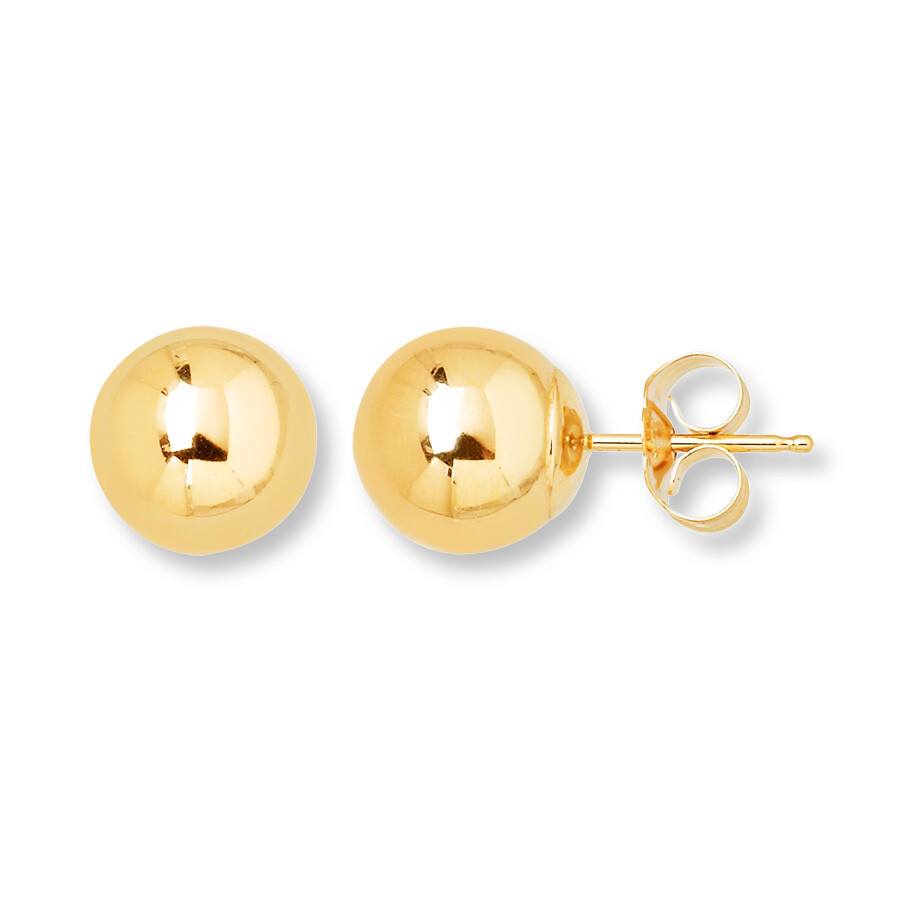 14K Yellow Gold Ball Stud Earrings – Genuine Gold – 3mm,4mm,5mm,6mm,7mm,8mm,10mm