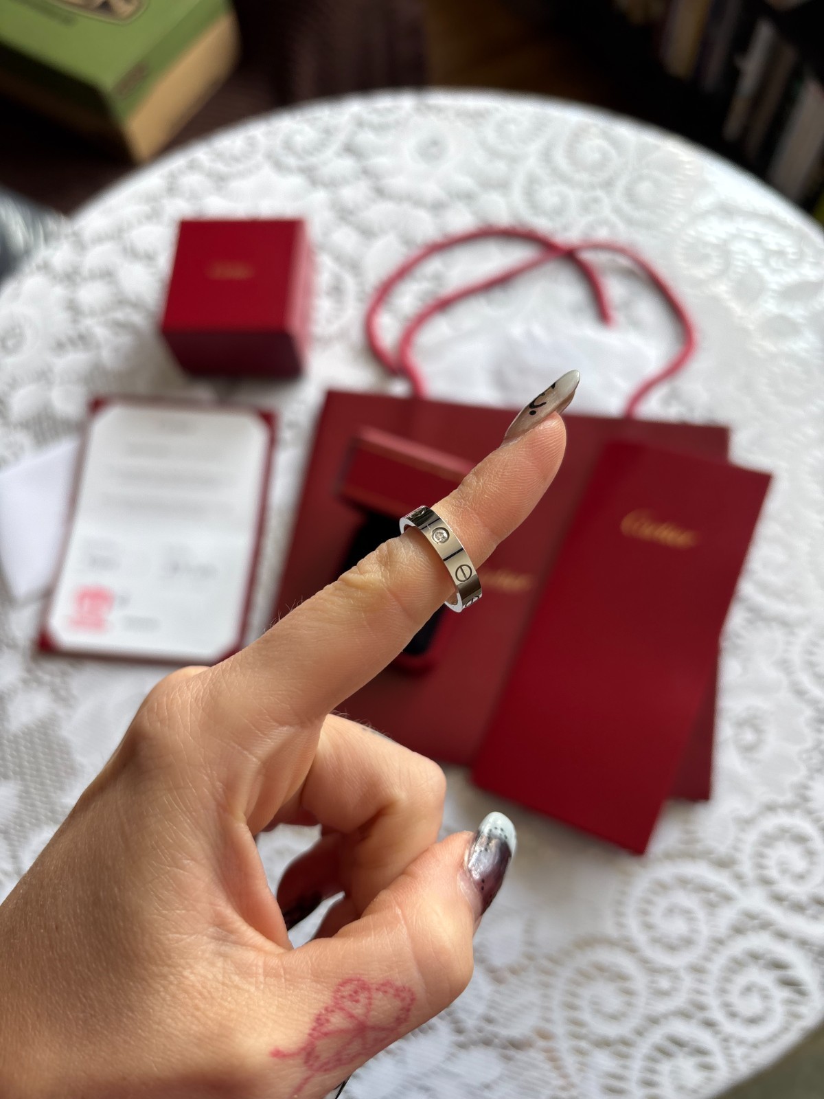 Cartier Love Ring 1 Diamond 18K White Gold Small Model Size 49 (US 5)