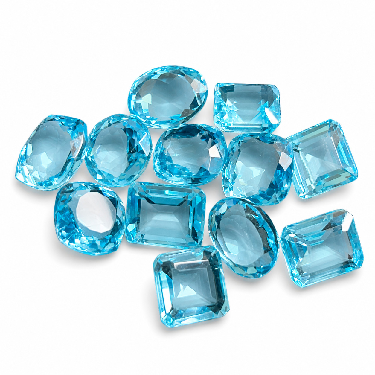 CERTIFIED 100 Ct Natural Blue Aquamarine Mix Shape Rare Mix Lot Loose Gemstone