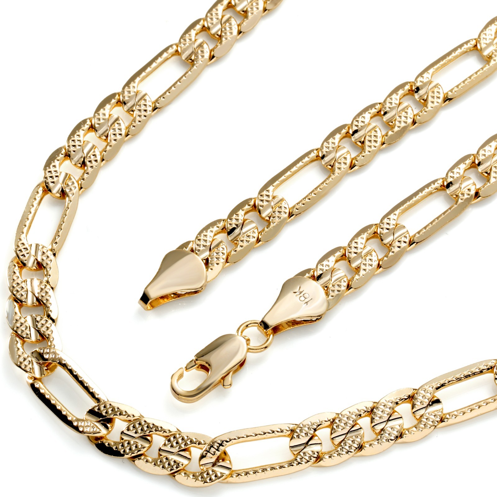 Frost Italy Figaro Chain 18K Gold Plated 7mm 24″ Hip Hop Fashion For Men & Women