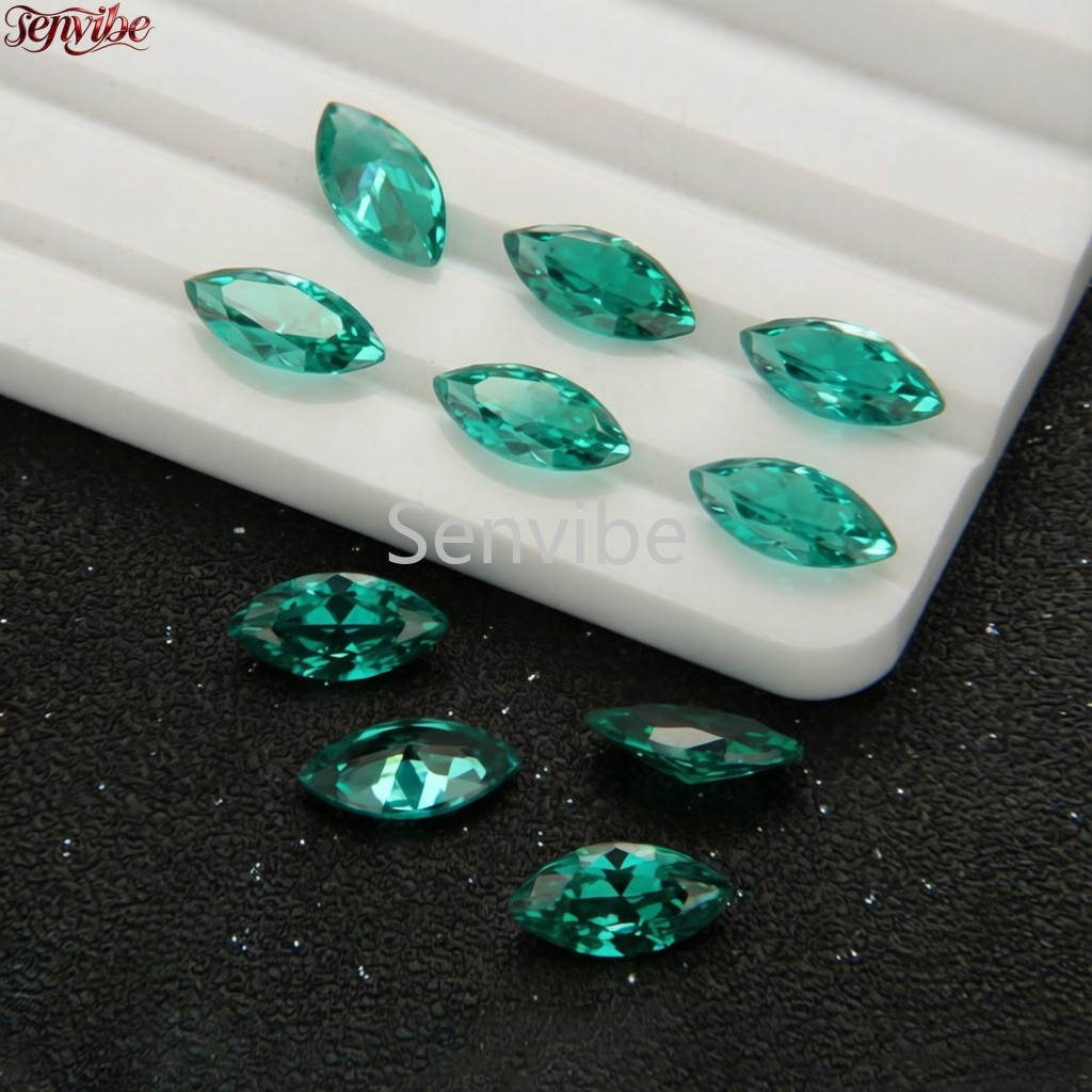 5pcs Blue Green Marquise Cut Synthetic Zircon 5A Loose CZ Gemstone Jewelry
