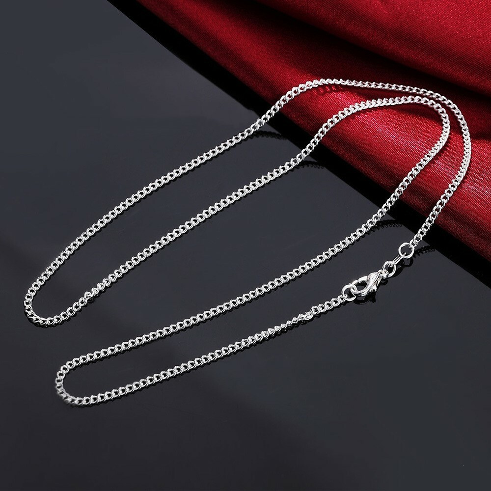 Mens Womens 925 Sterling Silver 2mm width Rolo Curb Link Chain Necklace 16″-30″