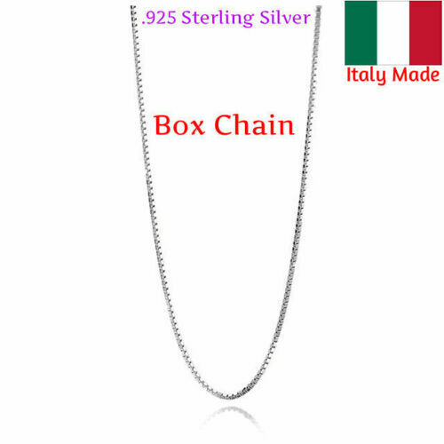 Solid Sterling Silver BOX Chain Necklace 0.5mm Stamped 925 Made In Italy