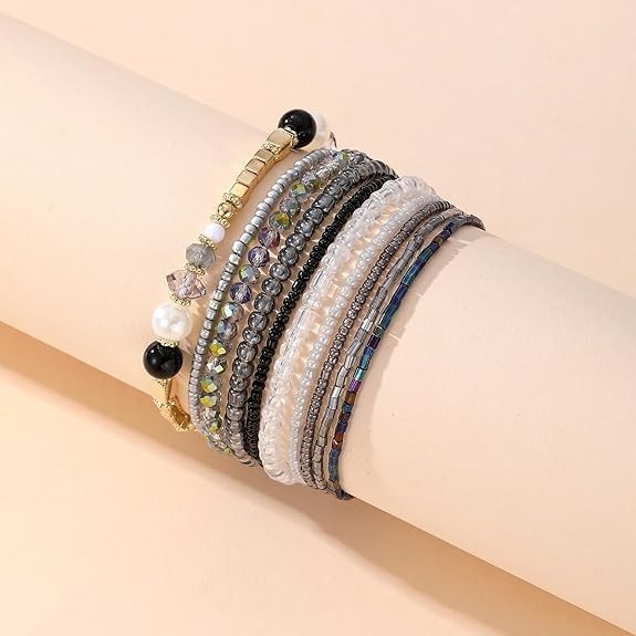 Hippie Beaded Bracelets for Women Trendy Stacks Boho Bead Bracelet Pack Festival