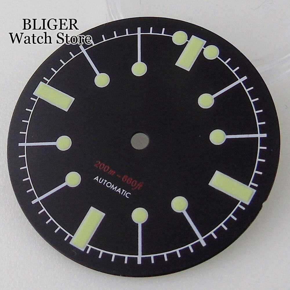 31mm Red Blue White Black Watch Dial for NH35 NH36 PT5000 Dive Watch Green Lume