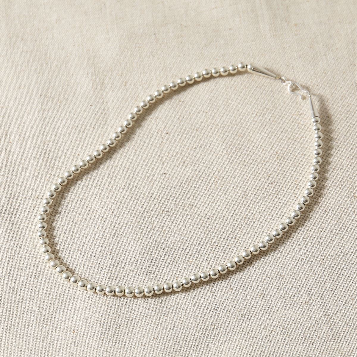 HARPO Boule Necklace, 16/5inch 40cm/16inch/5mm Navajo Pearl Silver