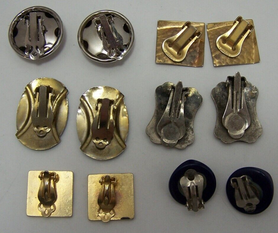 Lot of 6 Everyday Wear Modern Clip-on Earrings
