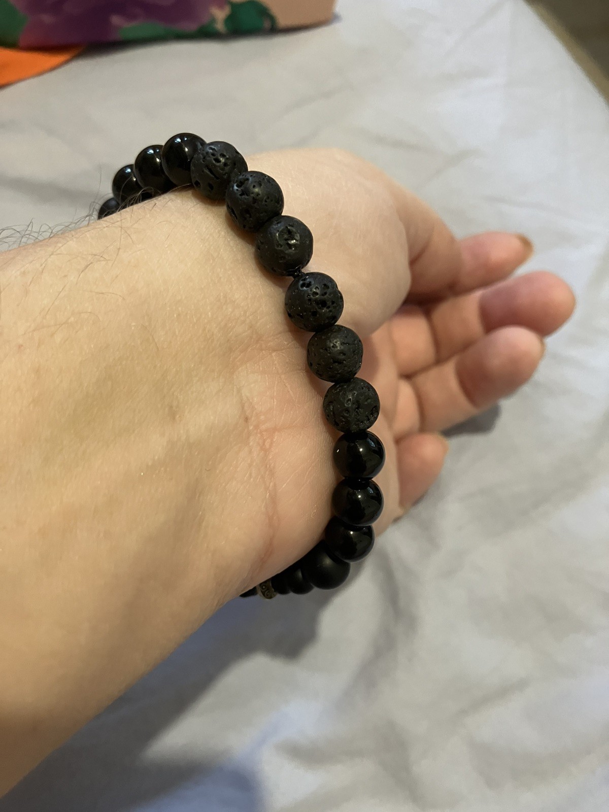 Skull and Lava Beads Bracelet for Essential Oils and Aromatherapy or Halloween