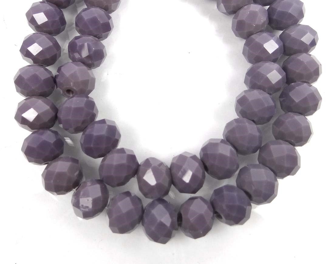 25 Czech Glass Faceted Rondelle Beads – Opaque Amethyst 10mm