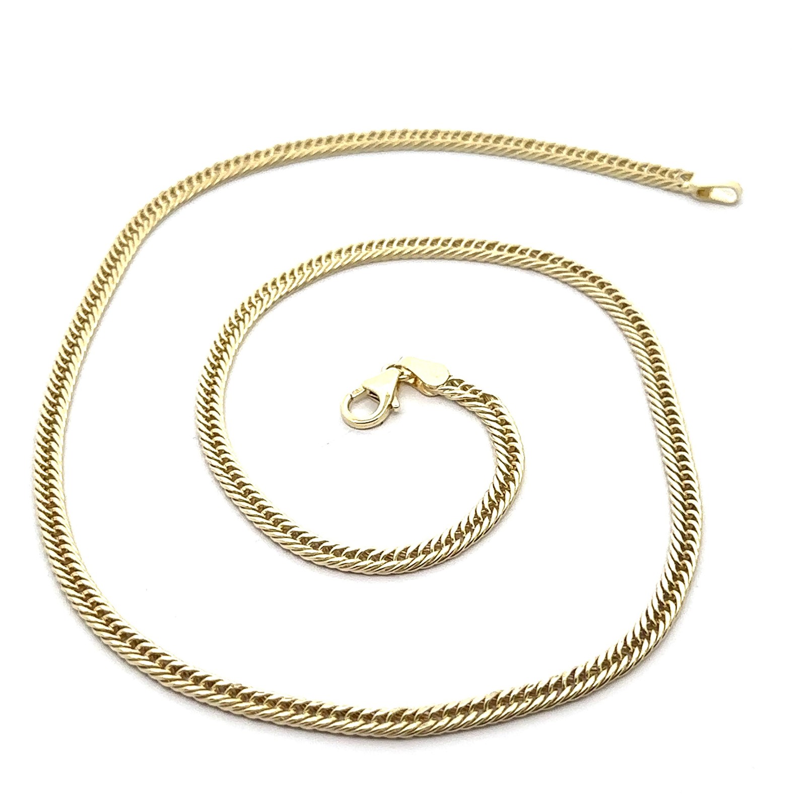New Italian Classic 14k Yellow Gold 18″ Flat Double Curb Link Chain Necklace