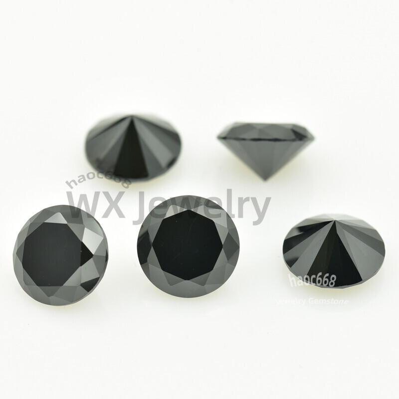 100pcs 0.8mm-2.0mm Round Cut Black Loose Cubic Zirconia Stone for Making Jewelry