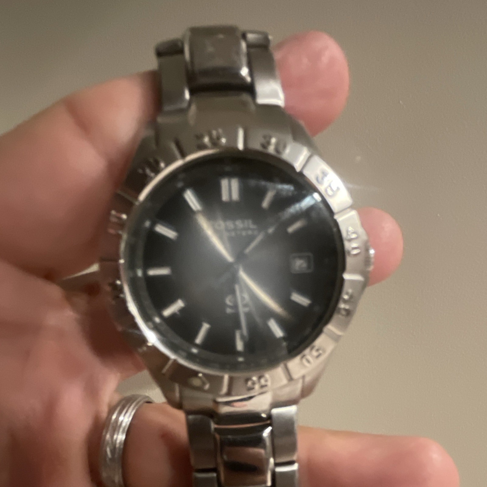 Fossil Blue Women’s 37mm Stainless Steel Quartz Watch Black Dial Date 50m