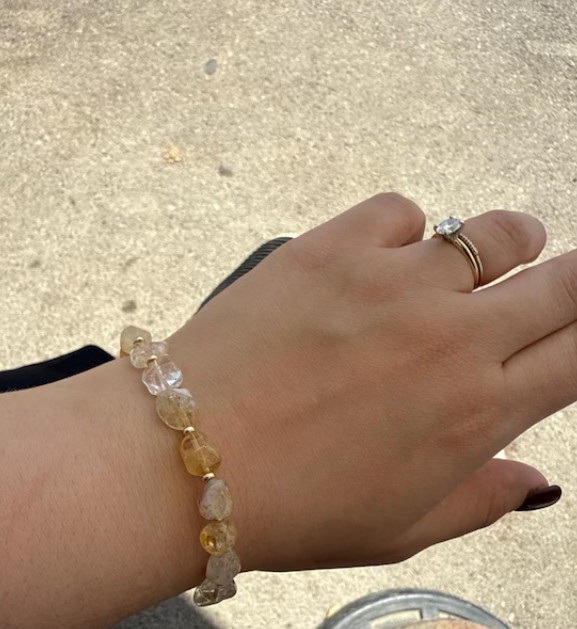 Natural Citrine Stone Dainty Bracelet Yellow November Birthstone Gift for Women