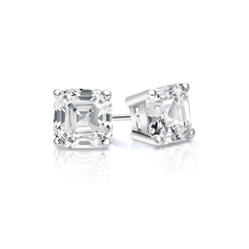 925 Sterling Silver 2.00CTTW Asscher Cut Stud Earrings 6MM For Men & Women