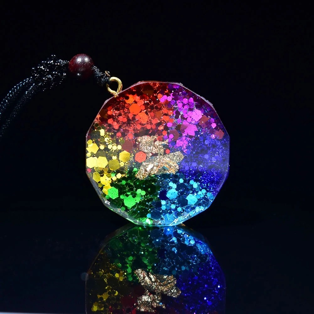 Natural Crystal Orgonite Pendant 7 Chakra Healing Talisman Women Men Necklace