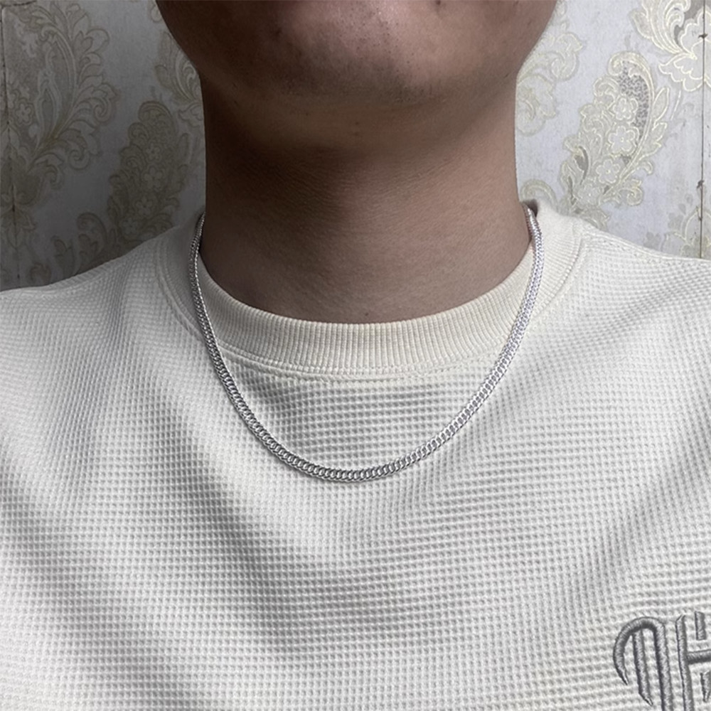 Pure 999 Fine Silver Chain Men Women 4mm/6mm/8mm Solid Cuban Curb Link Necklace