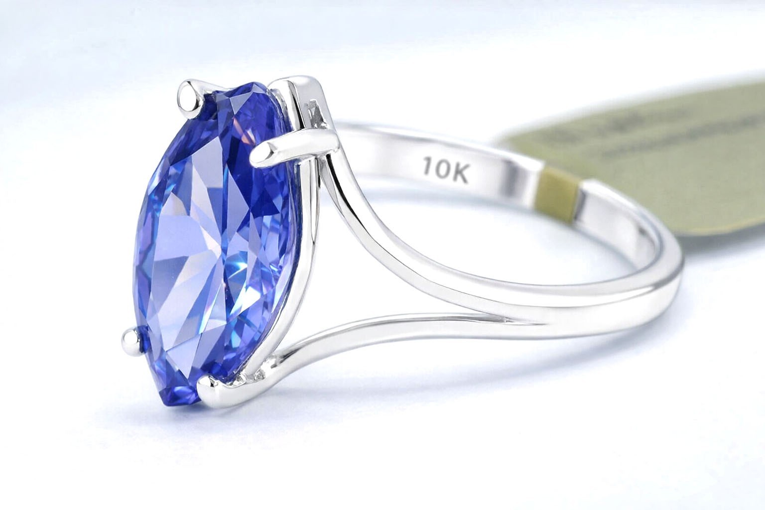 LAB CREATED 3.07 Cts AAA TANZANITE RING 10K SOLID WHITE GOLD – New With Tag