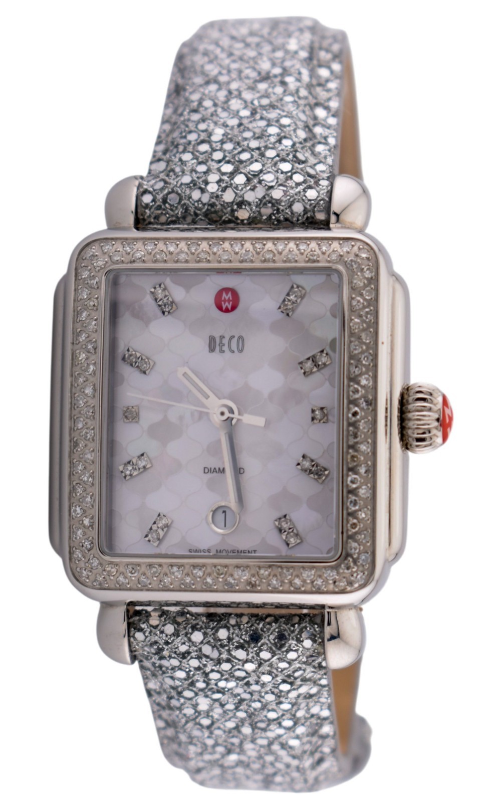 New Michele Deco Mosaic Mother of Pearl Diamond Dial Diamond Watch MW06T01A1046