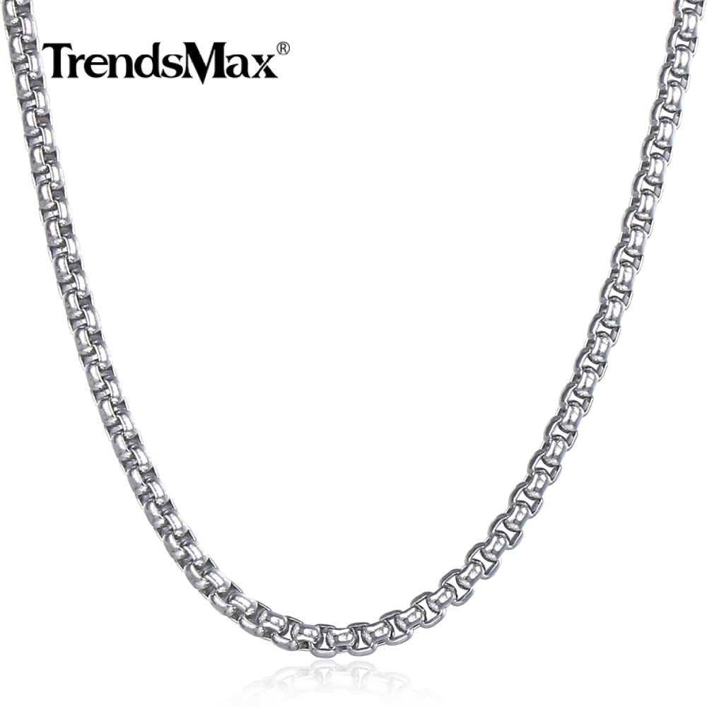 2MM 16-30INCH Long Silver Smooth Box Chain Necklace Choker Stainless Steel Link