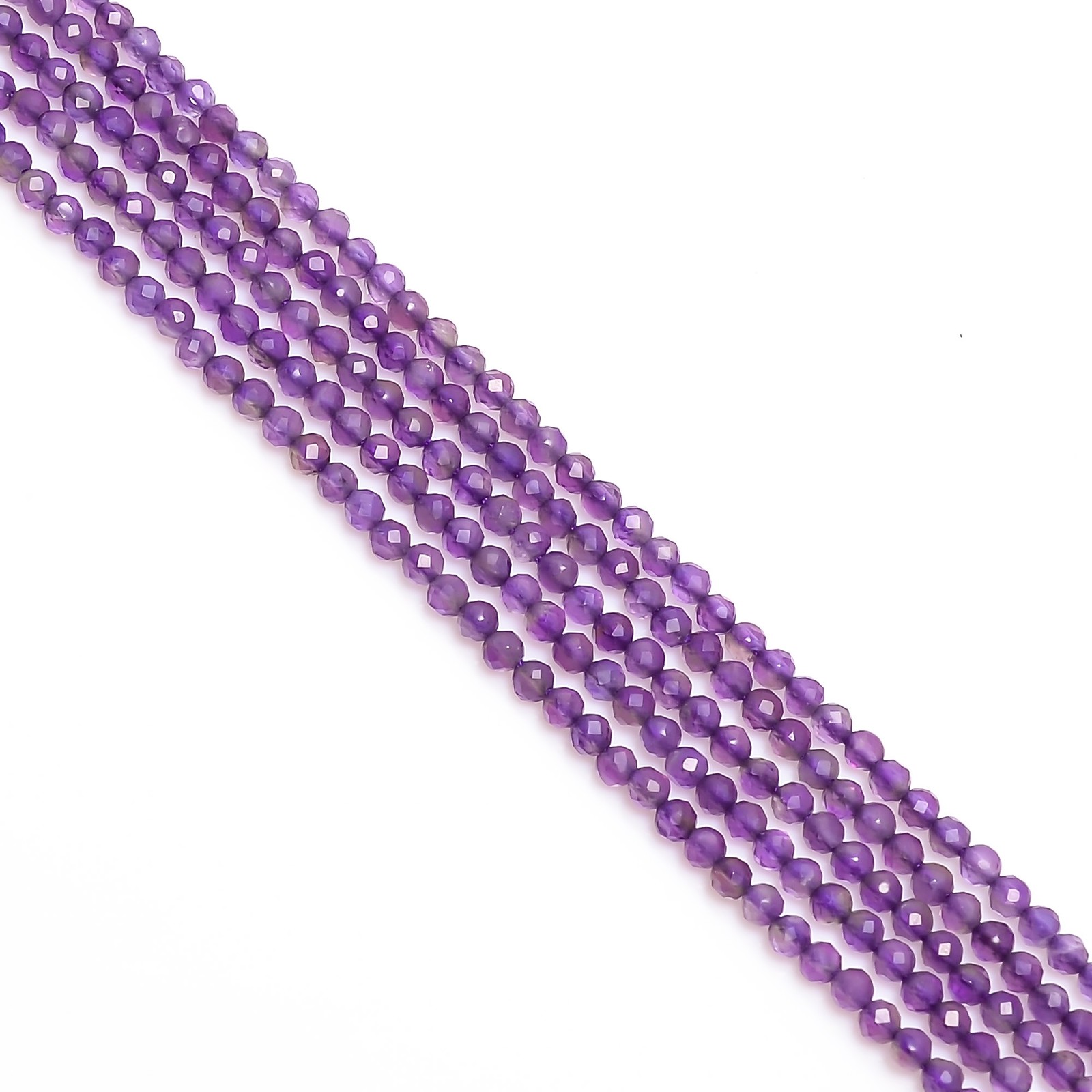 100% Natural Amethyst Gemstone Round Micro Faceted Beads 2.5-3 mm Strand 12.5″ 7