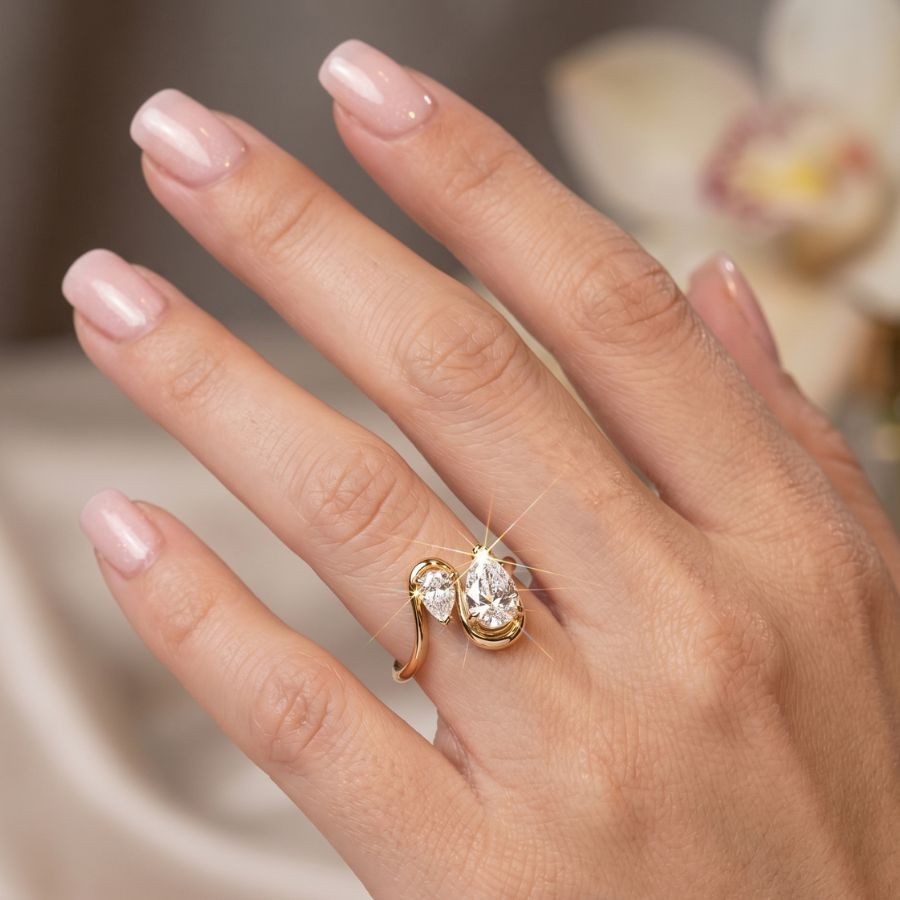 2.00 Ct Pear-Cut VS1 Lab Grown Diamond Wedding Engagement Ring 14k Yellow Gold