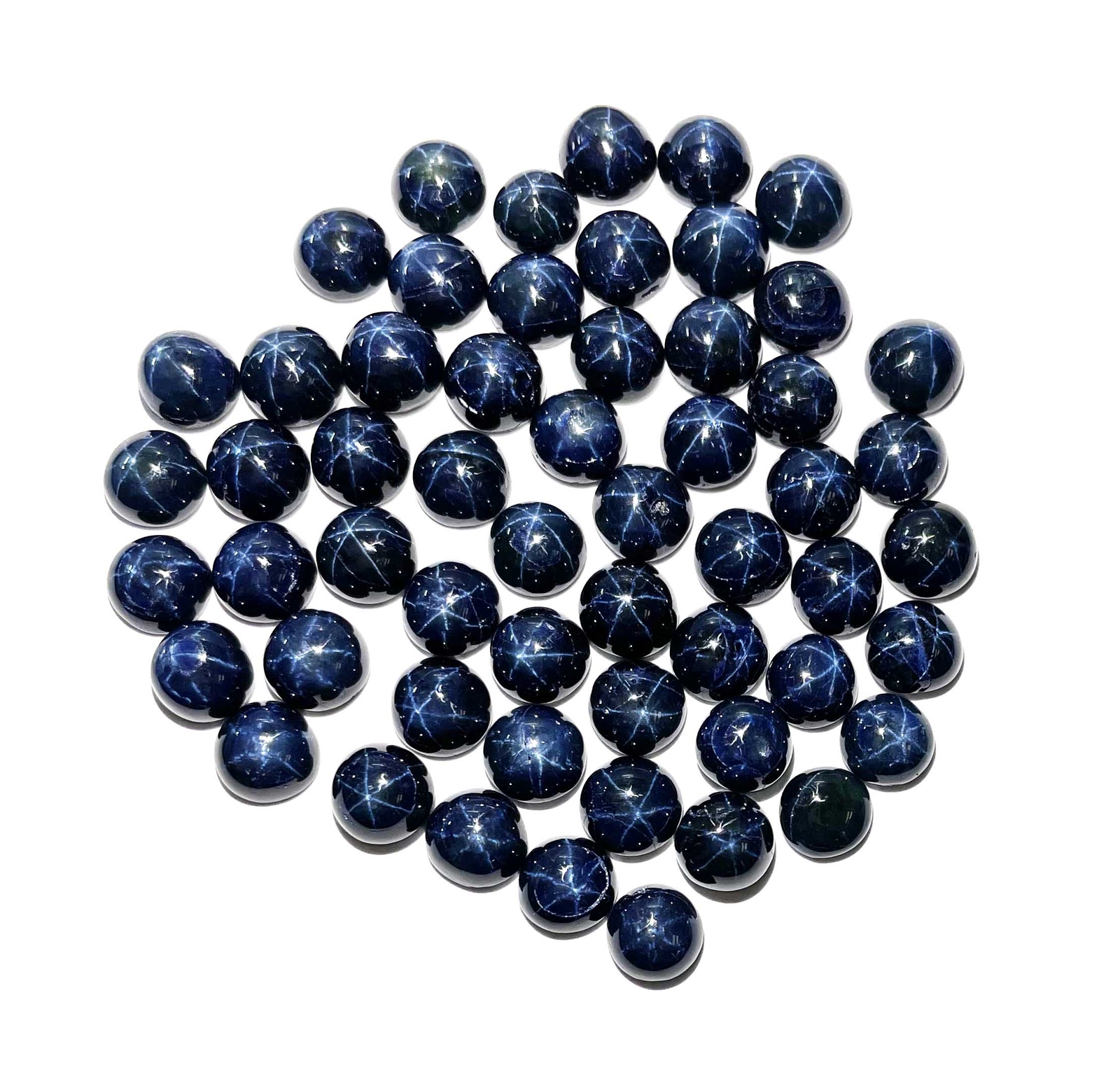 Natural Star Blue Sapphire Round Cabochon Diopside Gemstone 3 Pcs 7 MM 5 CT