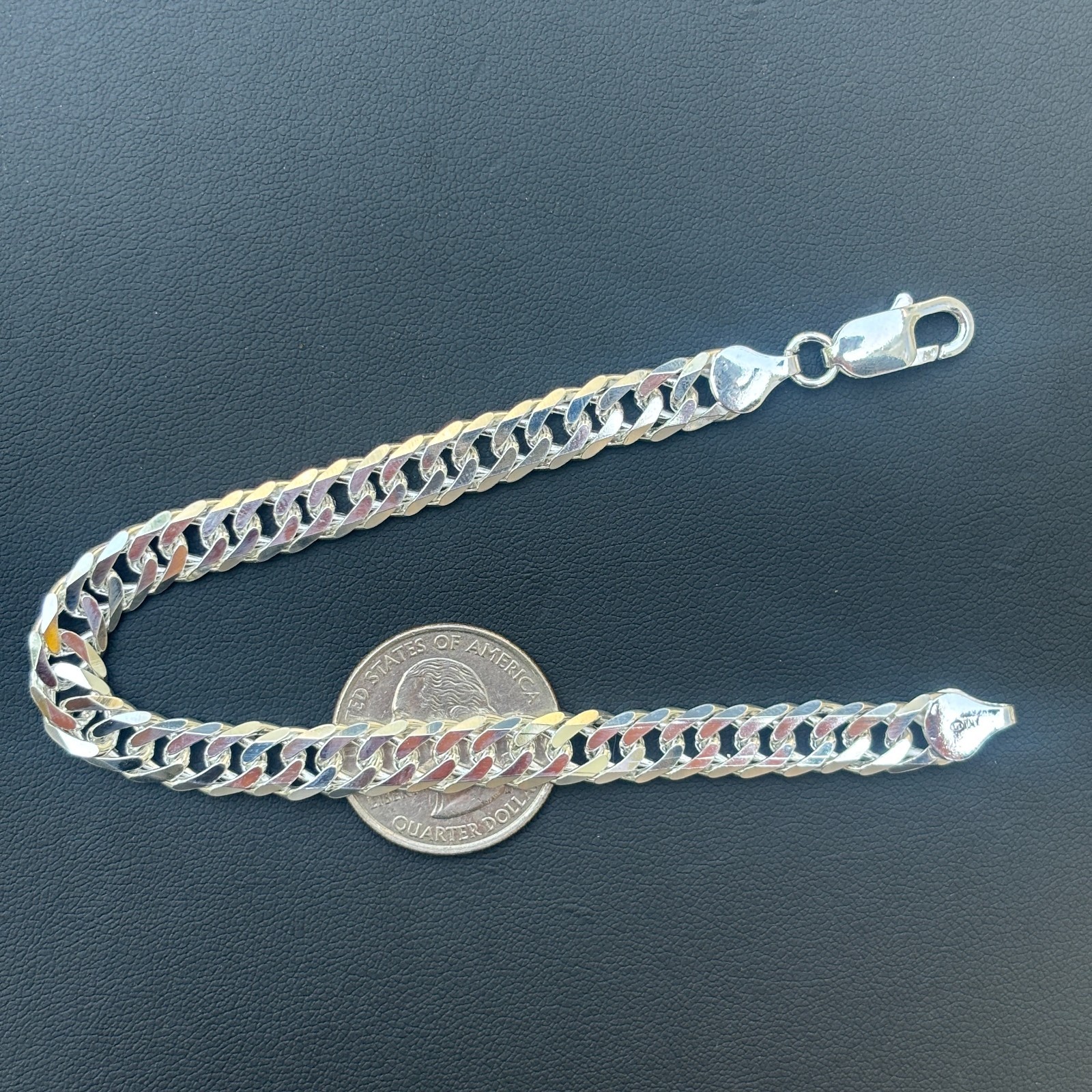 8mm Double Curb Link Bracelet – Real Solid 925 Sterling Silver MADE IN ITALY