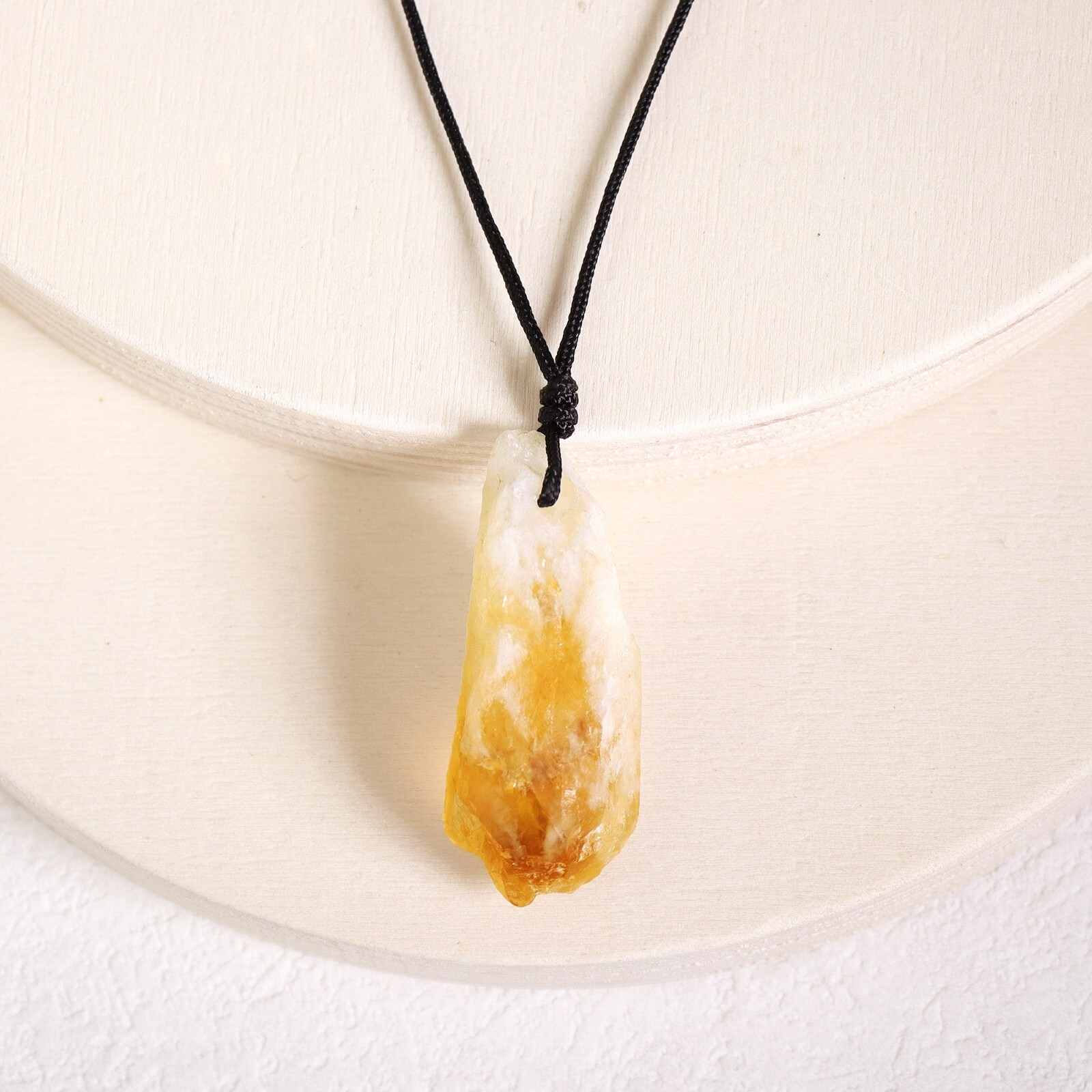 Raw Citrine Crystal Pendant Healing Protection Talisman Necklace for Women Men